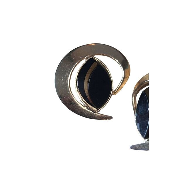 Sarah Coventry 1961 Black Saturn Clip On Designer Costume Jewelry Vtg Earrings - Picture 4 of 6